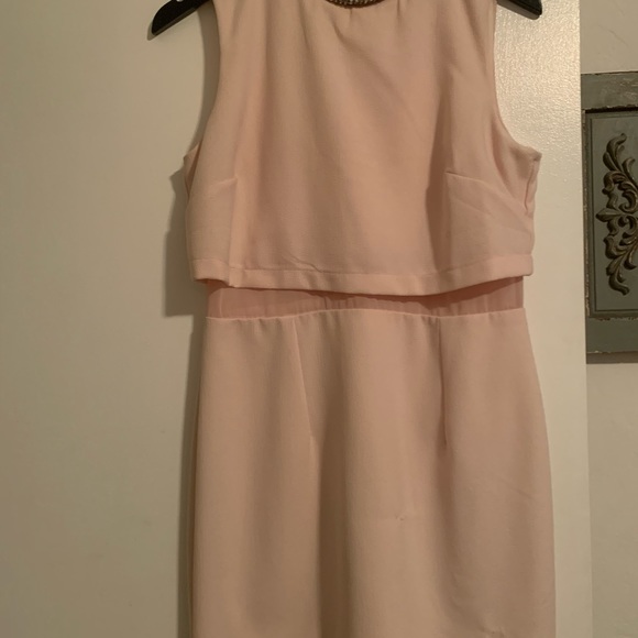 ASOS PETITE Dress with Embellished Collar Stand - Nude - Size 8P - Picture 3 of 4